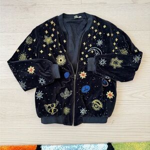 Embroidered Black Bomber Jacket